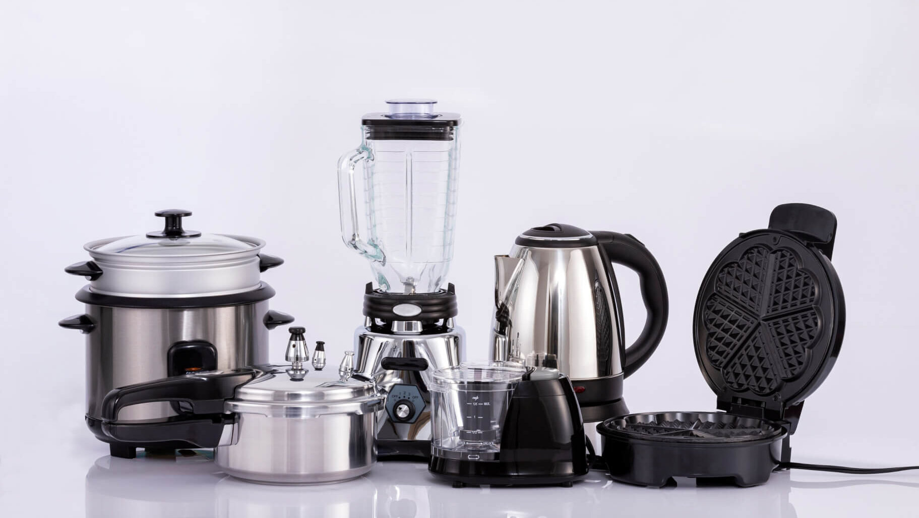 Small modern kitchen appliances - Isolated on neutral background