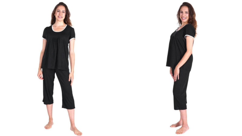 Women's Moisture Wicking Pleated T-Shirt Capri Set